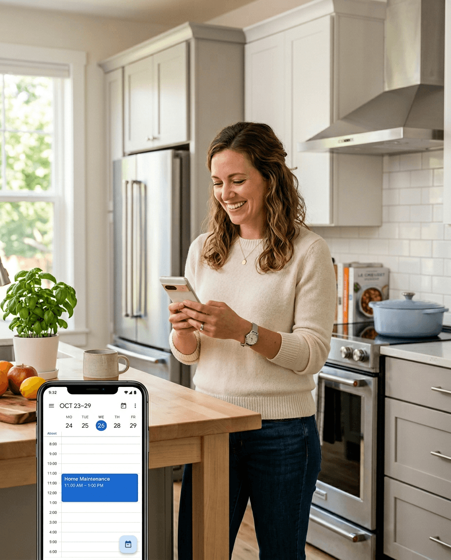 Person booking appliance repair online